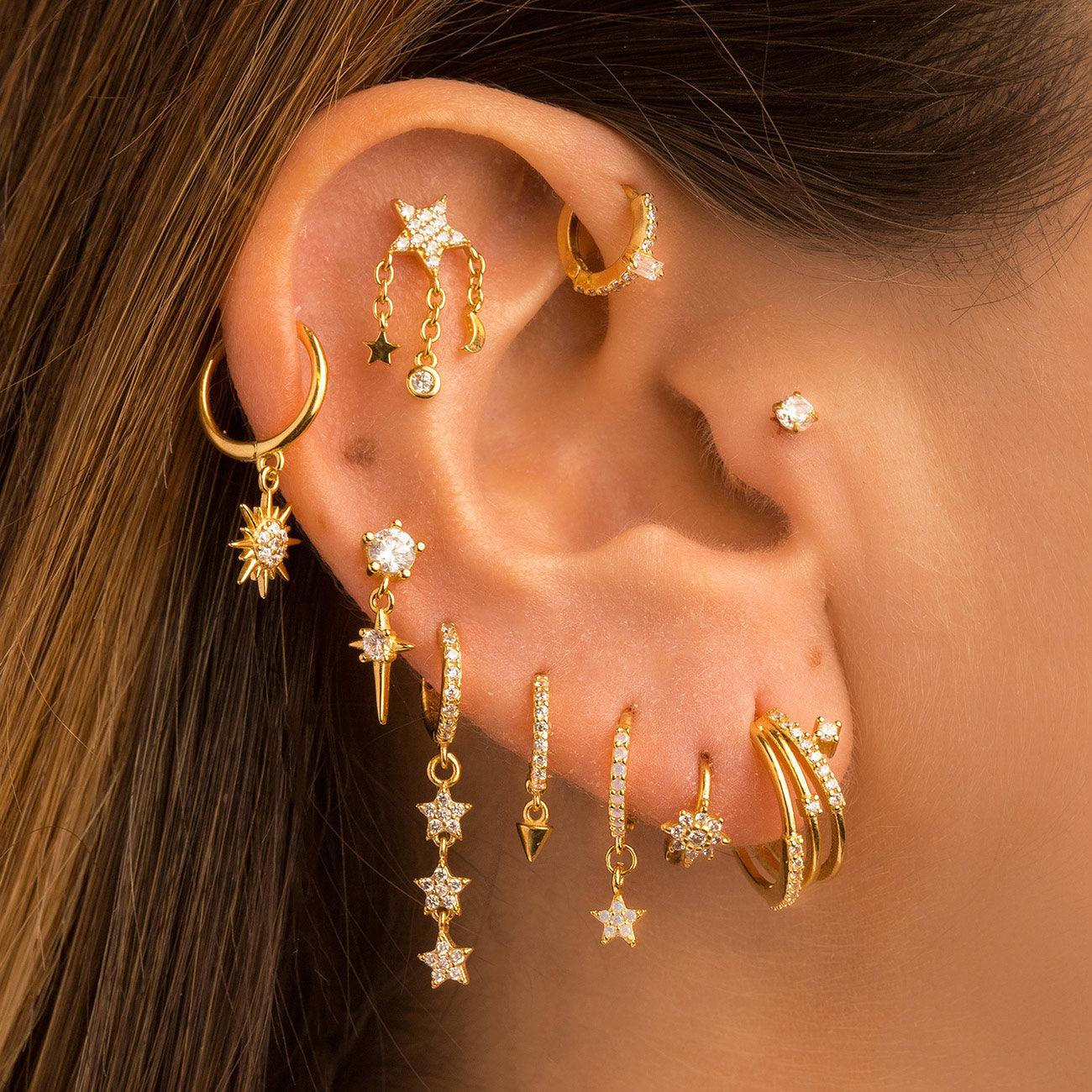 Fairy Climbing Earrings Sterling Silver 925 with White Zirconia accompanied with earrings from the collection