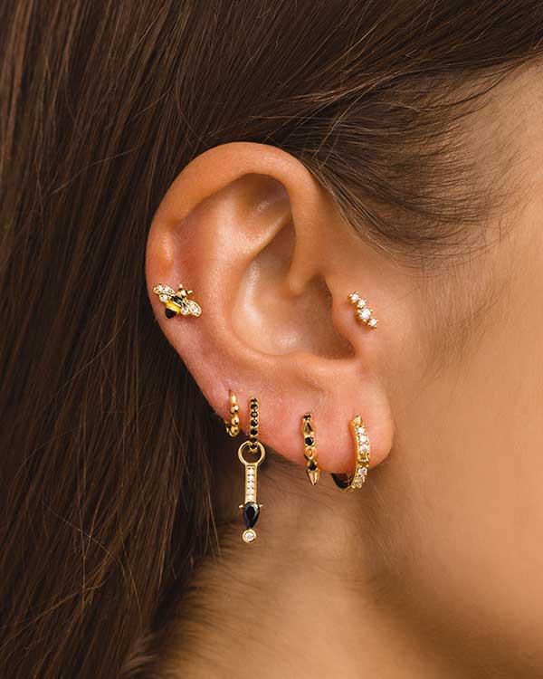 PENDIENTES HOOPS BRIGHT BLACK GOLD