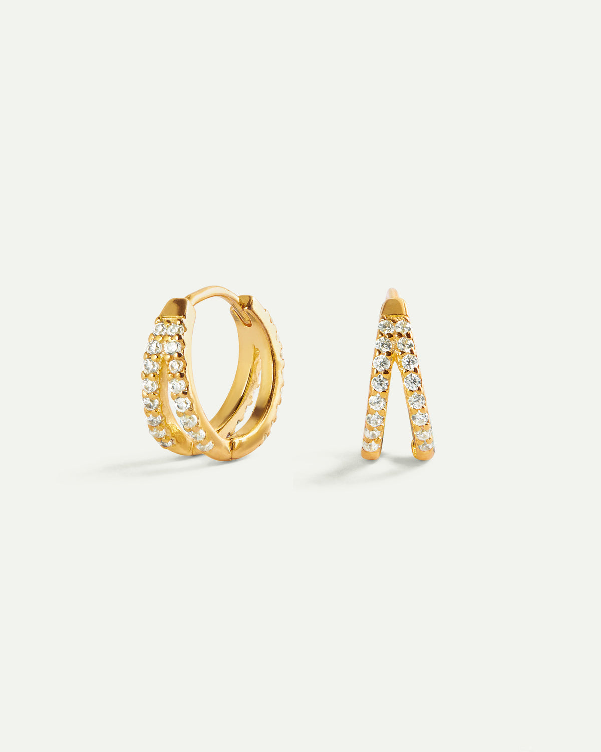 HOOPS BRIGHT sDOUBLE GOLD EARRINGS