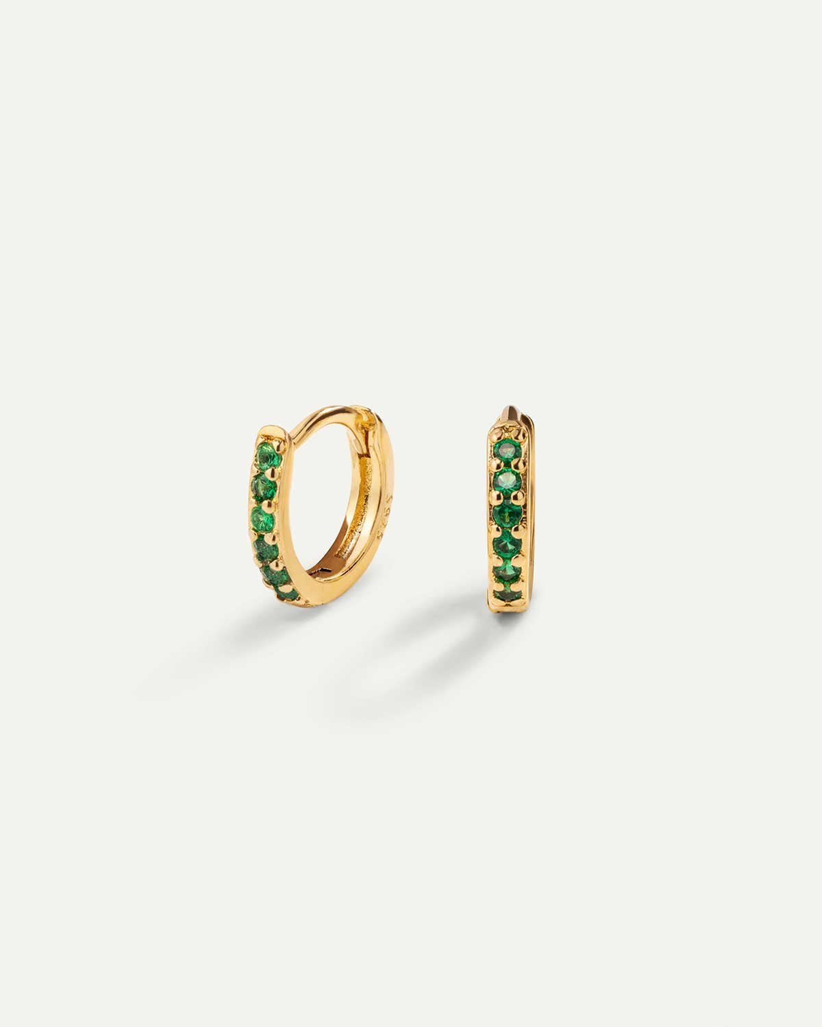 PENDIENTES HOOPS BRIGHT GREEN MINI GOLD