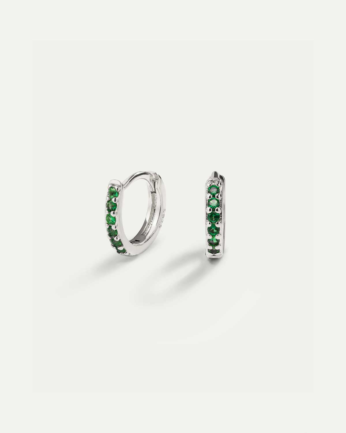 PENDIENTES HOOPS BRIGHT GREEN MINI SILVER