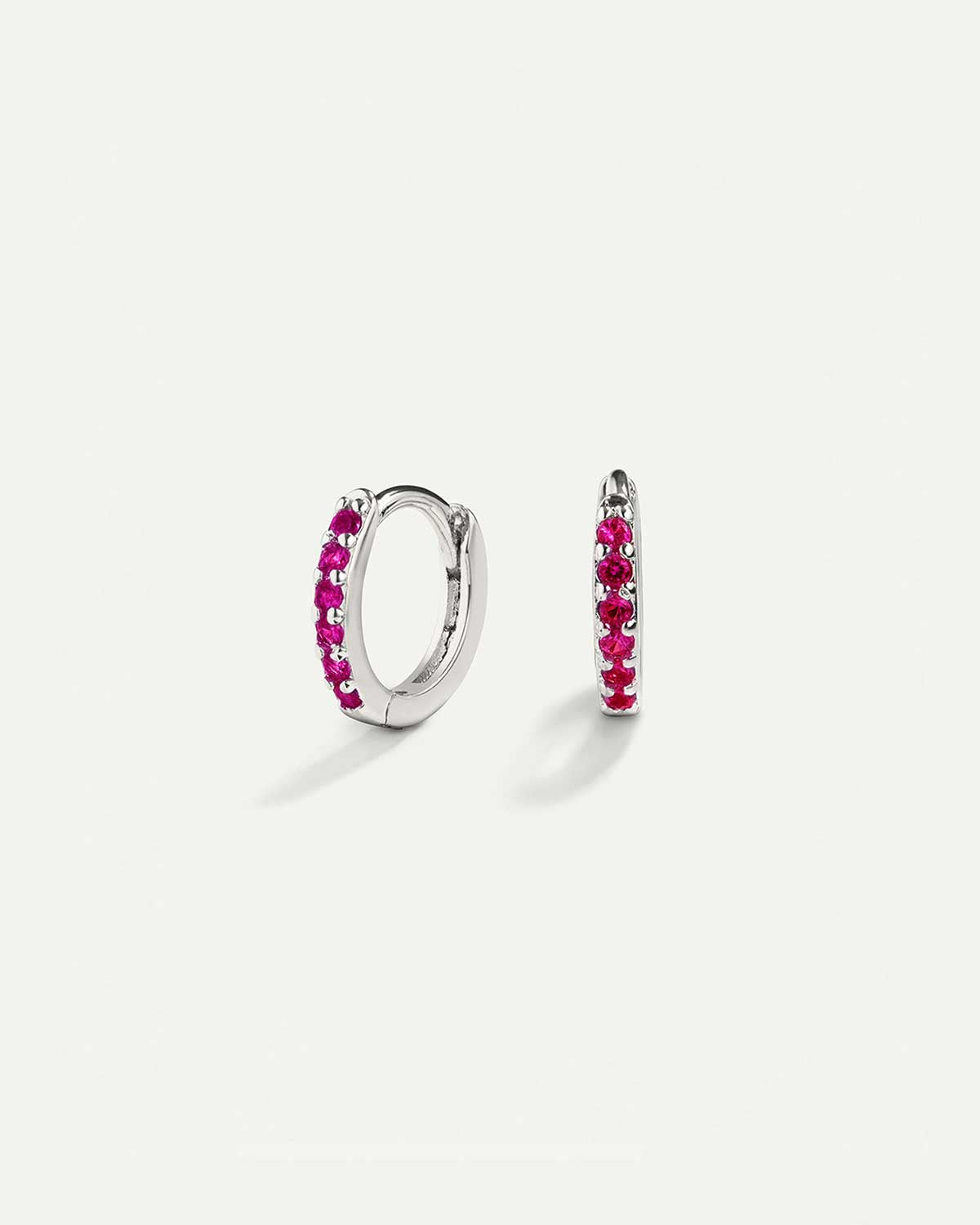 PENDIENTES HOOPS BRIGHT PINK MINI SILVER