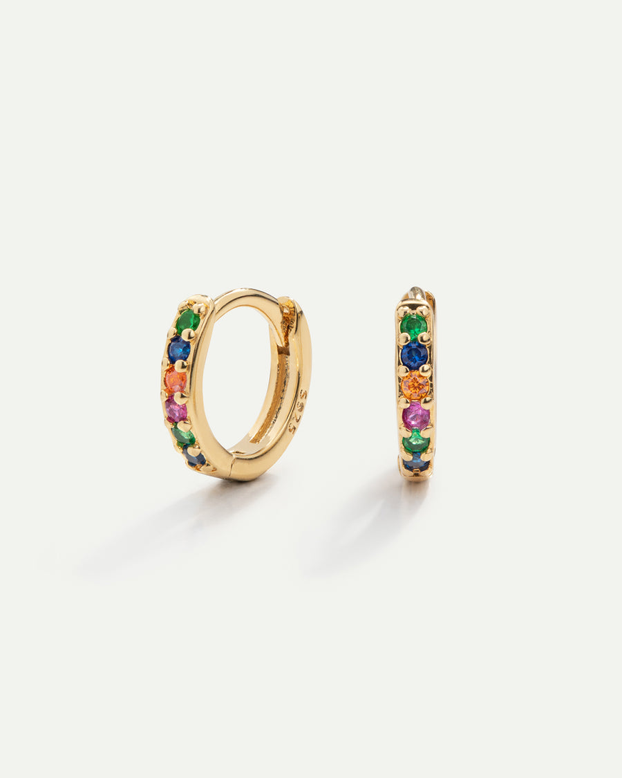 PENDIENTES HOOPS RAINBOW GOLD