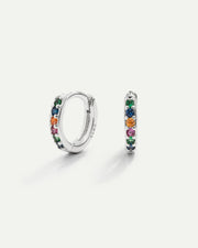 RAINBOW SILVER HOOPS EARRINGS