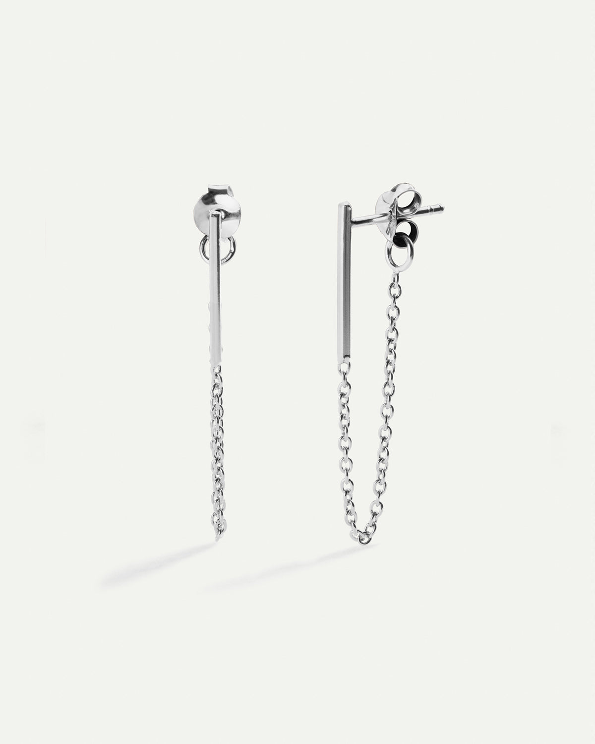 SILVER STICK CHAIN ​​EARRINGS