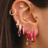 FUCHSIA GOLD FACE EARRINGS