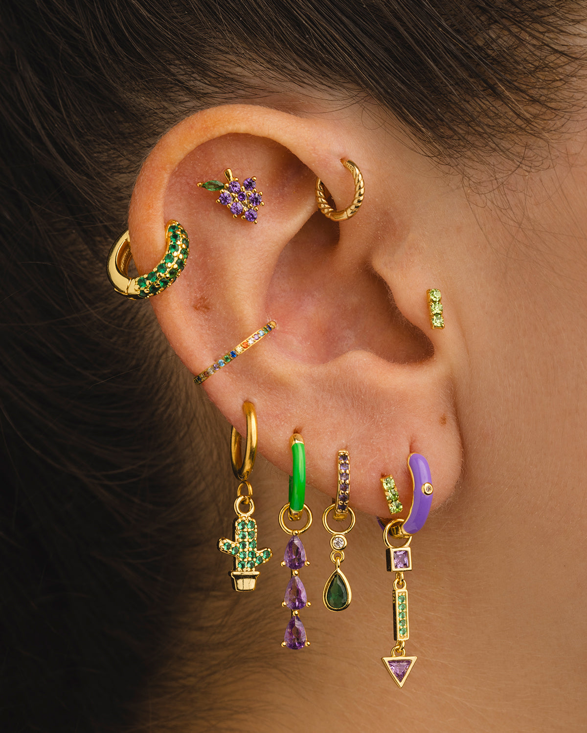 PENDIENTES HOOPS BRIGHT PURPLE SILVER