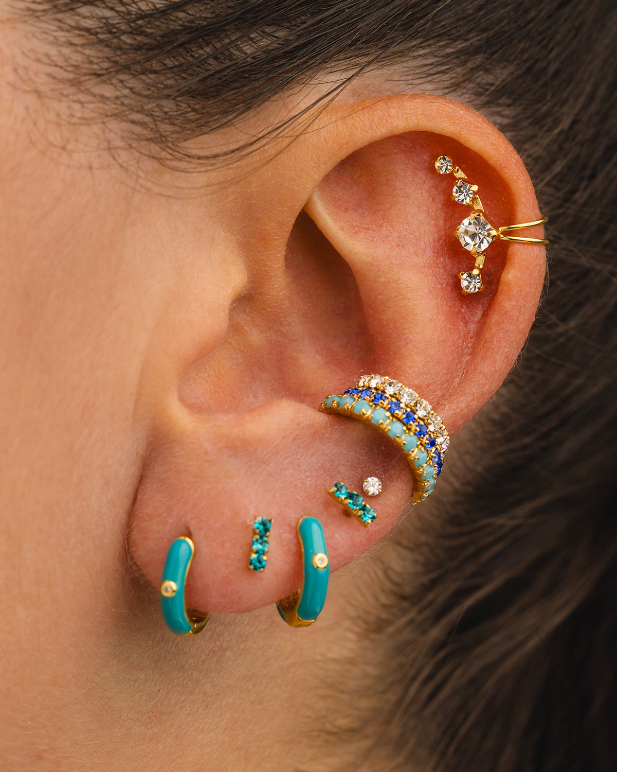 TURKIS GOLD FACE EARRINGS
