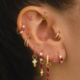 BRIGHT PINK GOLD HOOPS EARRINGS