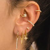 SILVER HOOPS BALLS EARRINGS