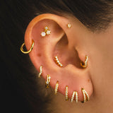 HOOPS  BRIGHT DOUBLE MINI GOLD EARRINGS