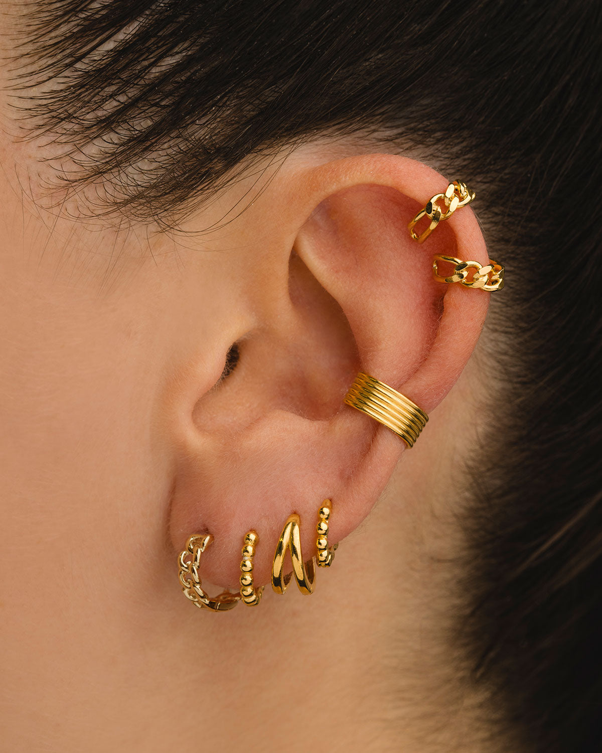 PENDIENTES HOOPS CHAIN GOLD