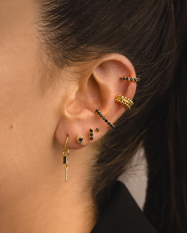 ARLA MINI BLACK GOLD EARRINGS