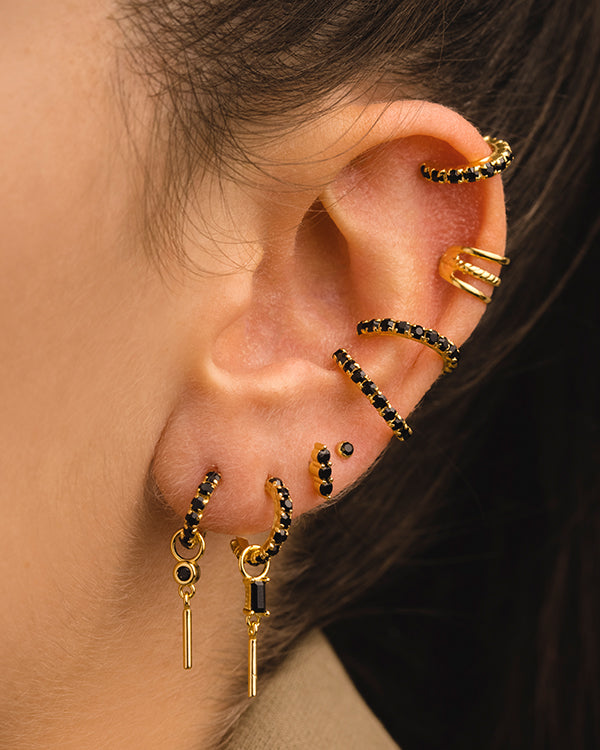 ARLA MINI BLACK SILVER EARRINGS