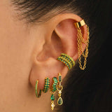 ARLA MINI GREEN LIGHT GOLD EARRINGS