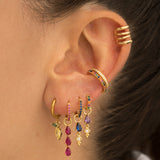 BRIGHT BLUE SILVER HOOPS EARRINGS
