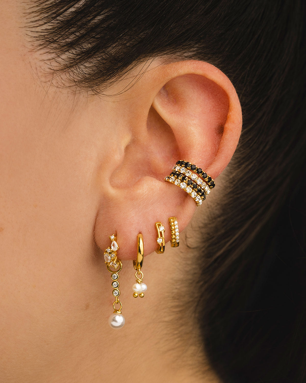 ARLA BLACK GOLD EARRINGS