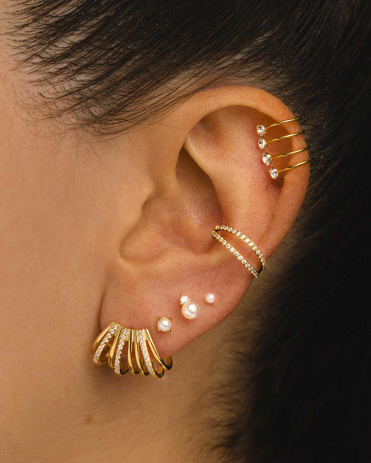 PEARL MINI BRIGHT GOLD EARRINGS