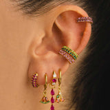 ARLA MINI GREEN LIGHT GOLD EARRINGS