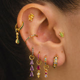 HOOPS BRIGHT PURPLE GOLD EARRINGS