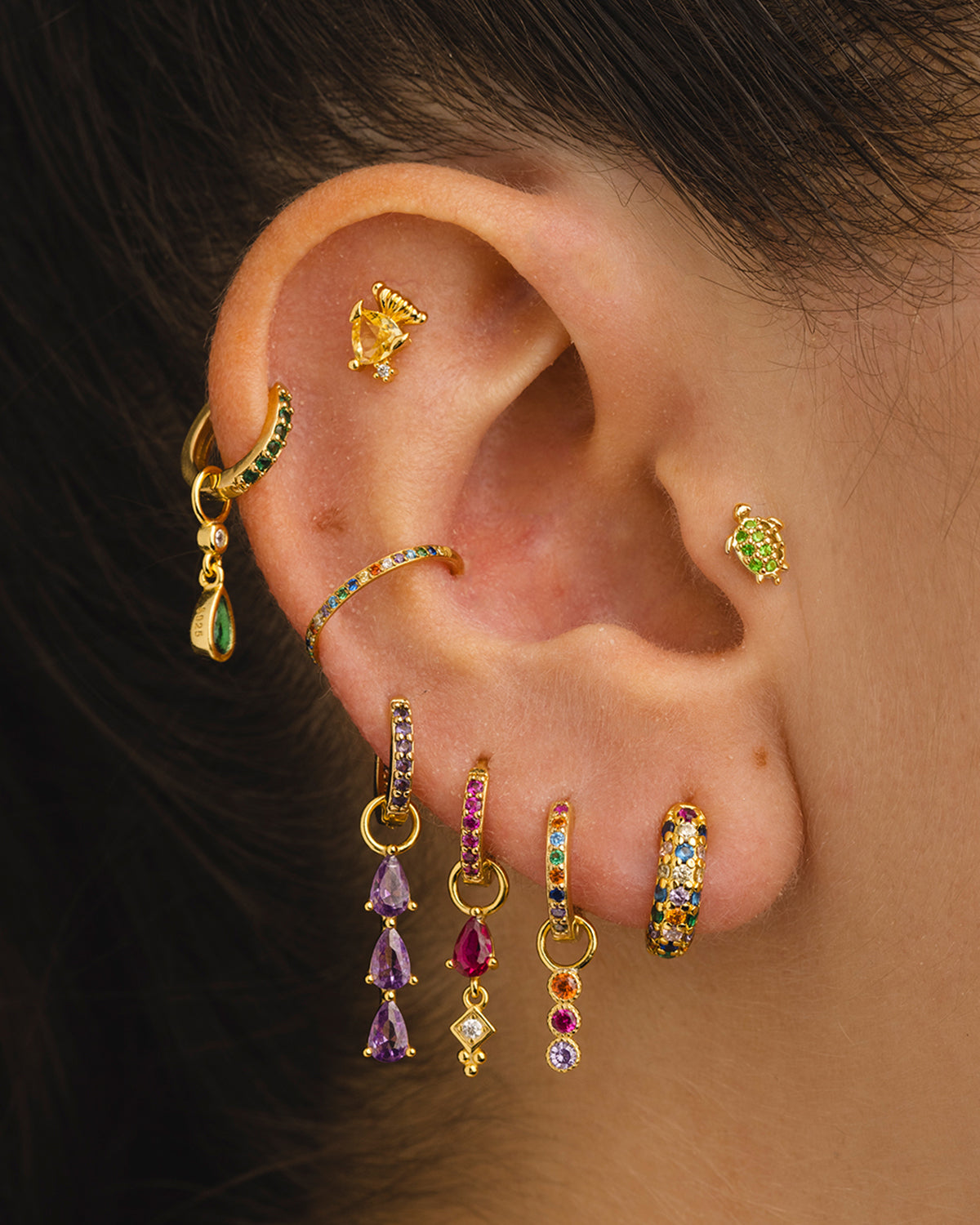 PENDIENTES HOOPS BRIGHT PURPLE SILVER