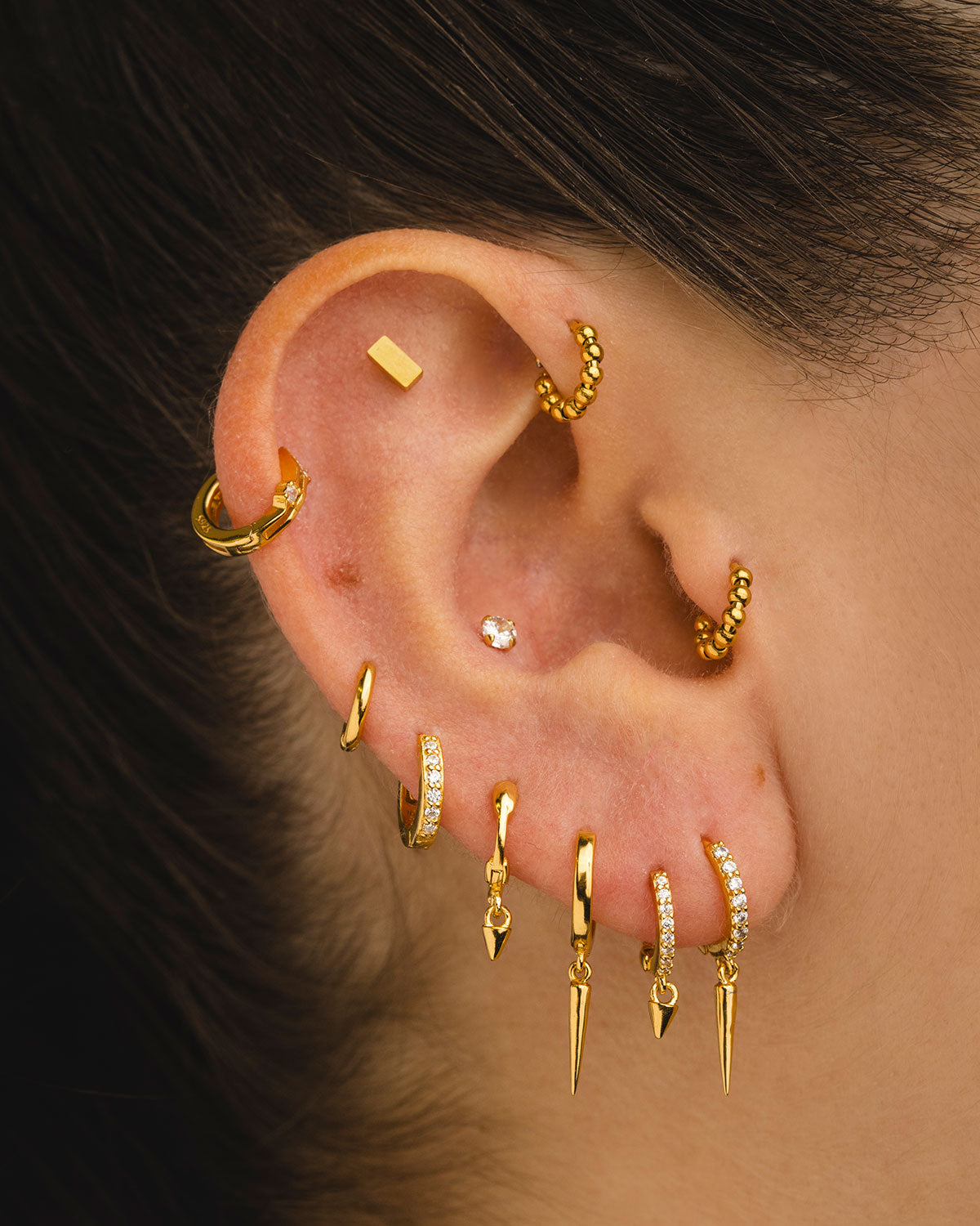 PENDIENTES HOOPS BALLS MINI GOLD