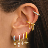 ARLA MINI BLUE LIGHT GOLD EARRINGS