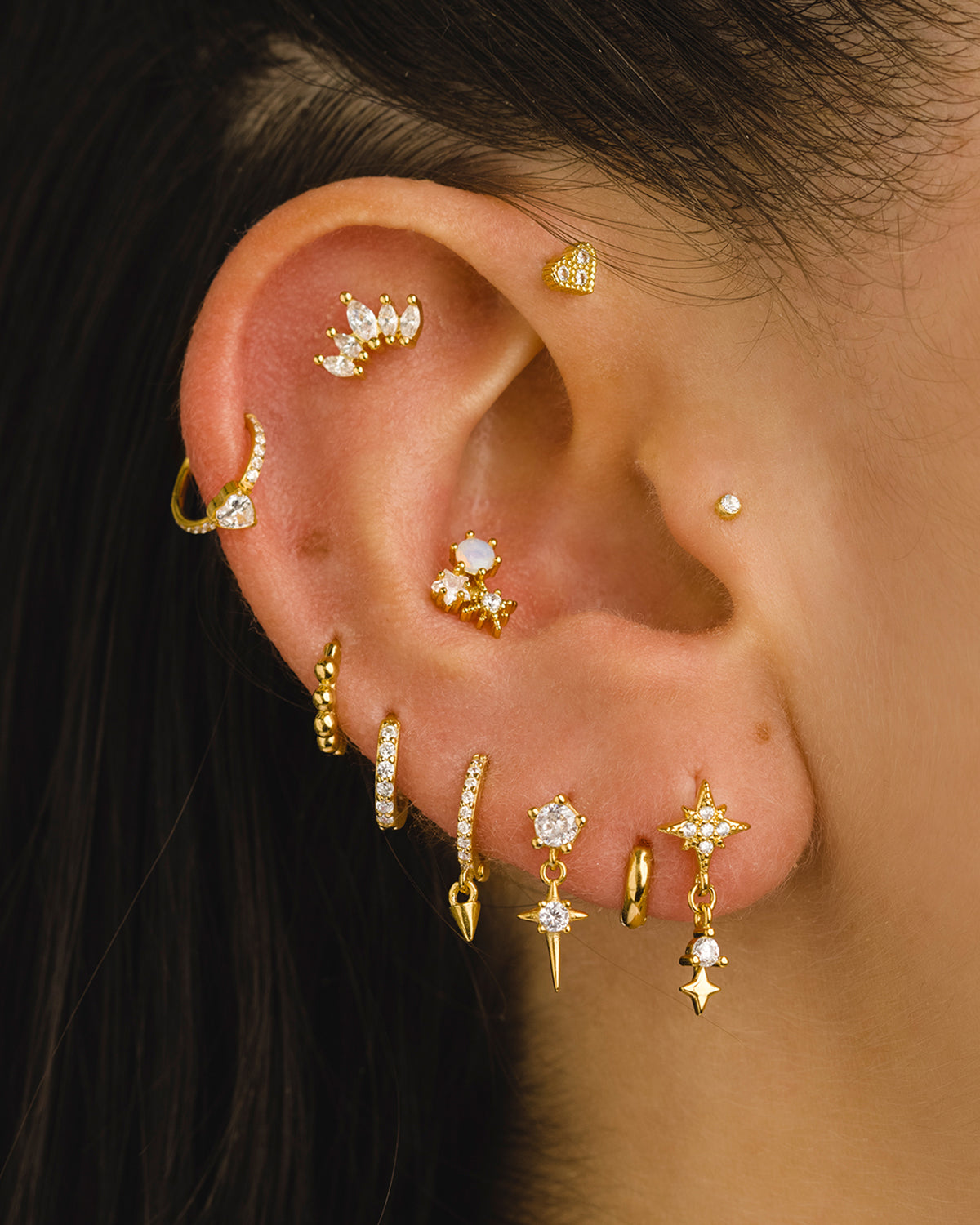 Piercing de oreja sira maxi gold Adamina