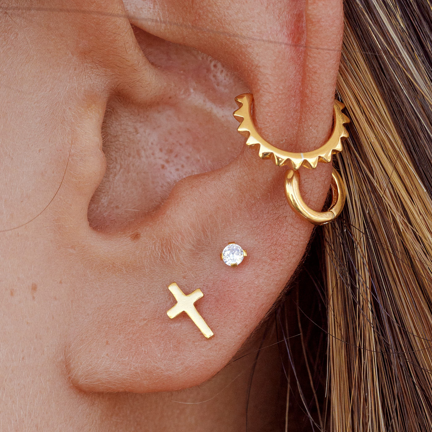 CROIX MINI GOLD EARRINGS