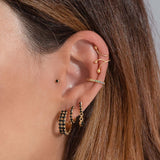 Modelo Oreja Pendientes Ice Plata de Ley 925 bañados en Oro con Circonitas Negras