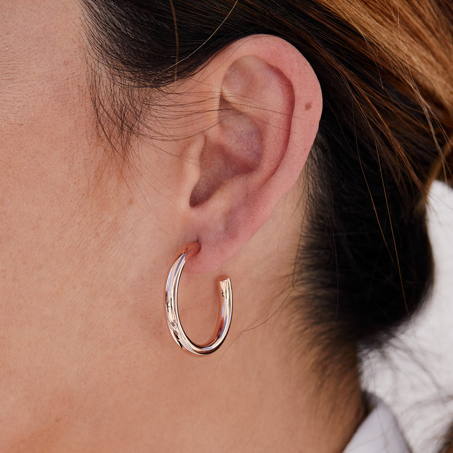 Modelo Oreja Pendientes Halo Maxi L Plata de Ley 925 bañado en Oro Rosa