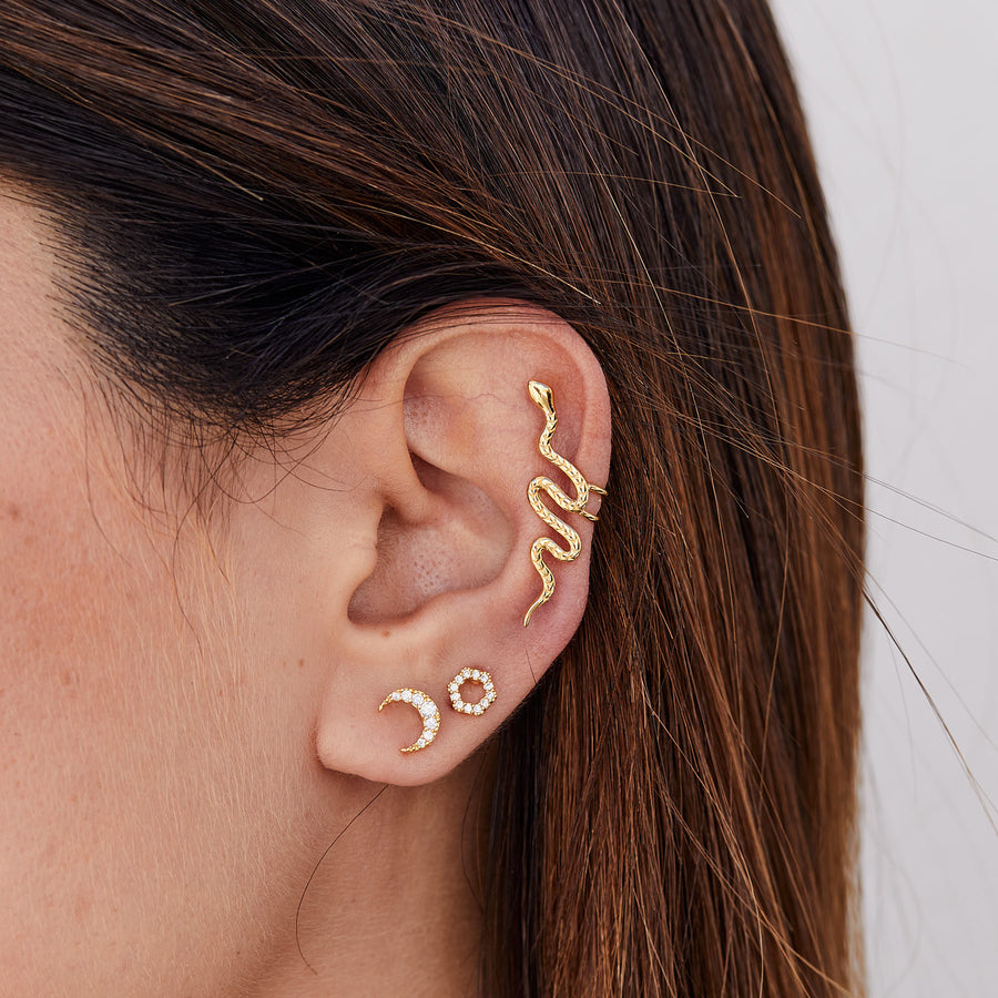 Modelo de Oreja Pendiente Hexagonal con Circonitas Blancas