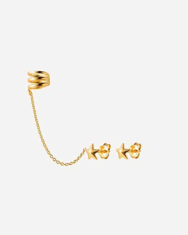 PENDIENTES HARI CHAIN STAR DUO GOLD