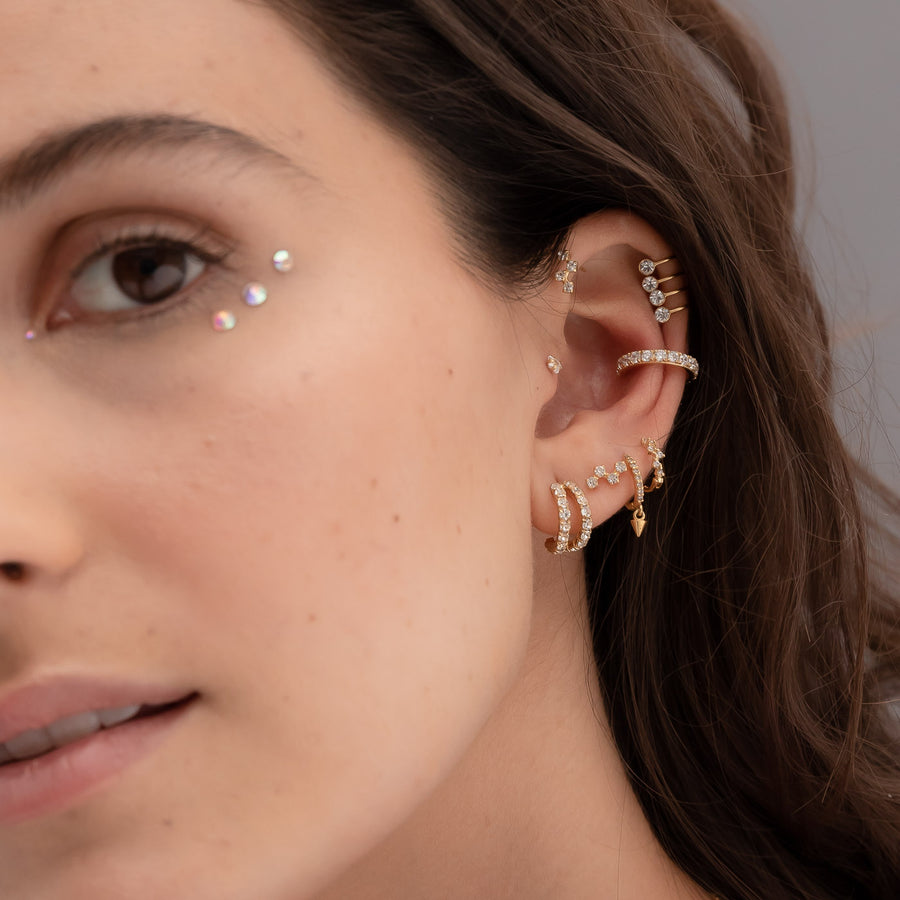 Modelo Oreja Pendientes Ivu Plata de Ley 925 bañadas en Oro con Circonitas Blancas