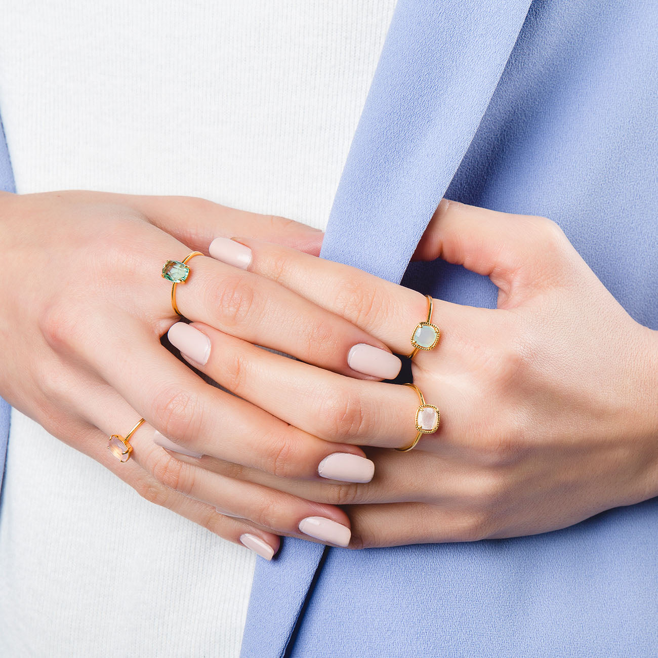 BEATRIZ GREEN SILVER RING