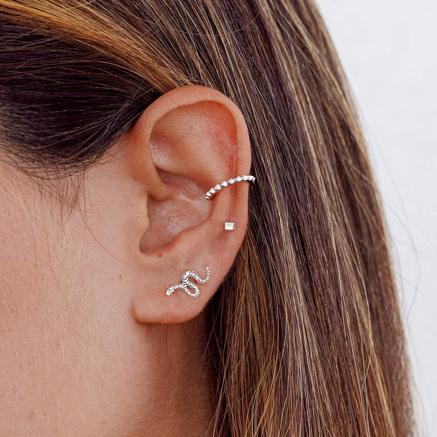 BOUCLES D'OREILLES SERPENT EN ARGENT