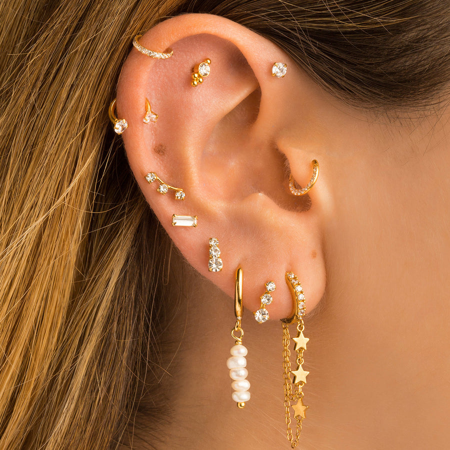 Superbe piercing pour l'oreille en pierre et 4 couleurs