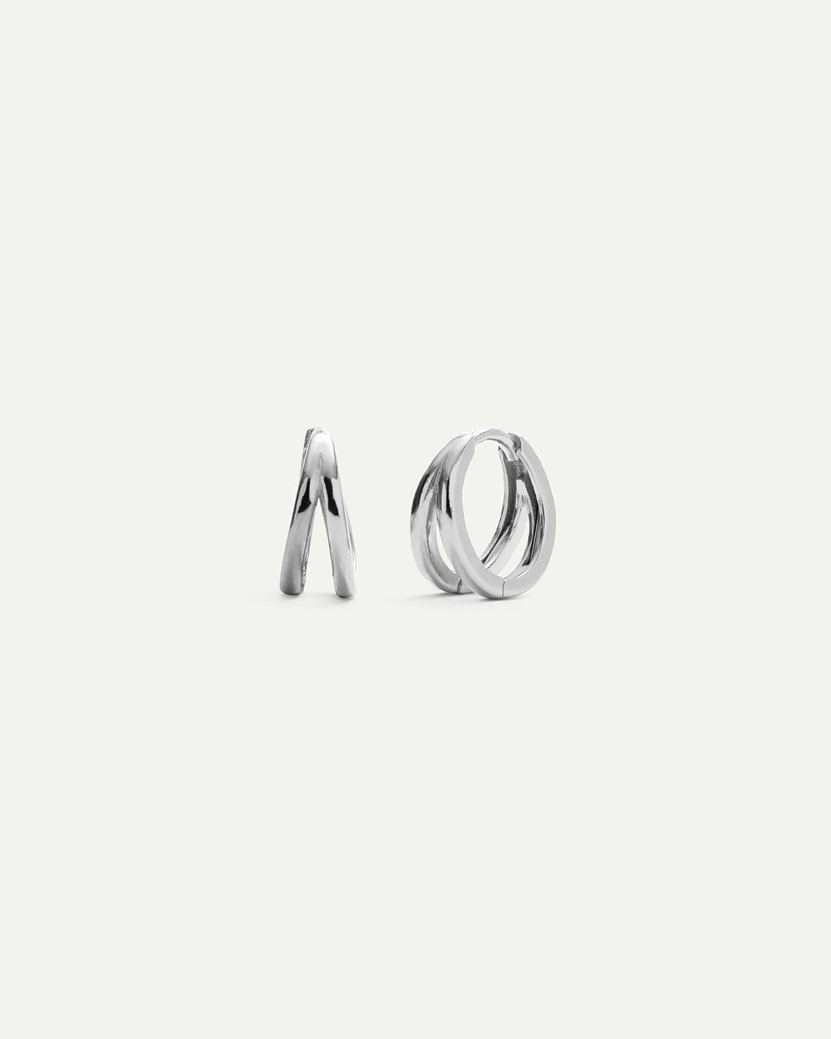 CREOLEN OHRRINGE DOPPELT MINI SILBER