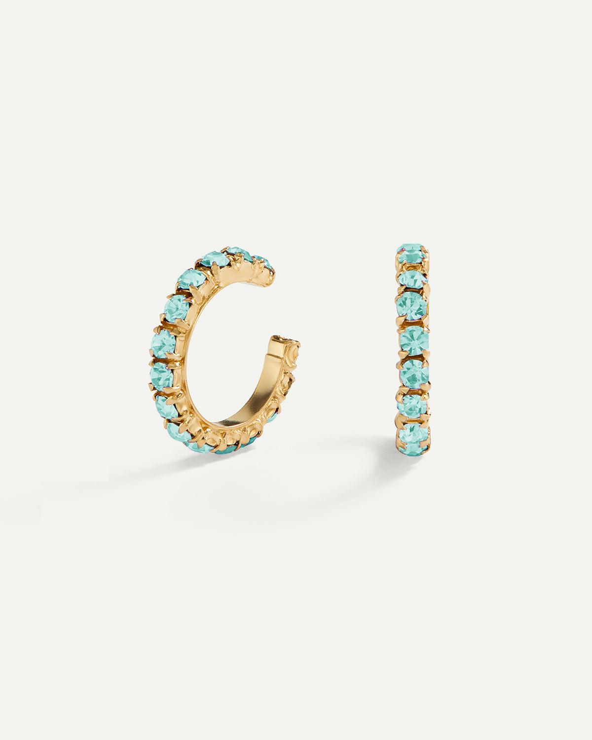 ARLA MINI BLUE LIGHT GOLD EARRINGS
