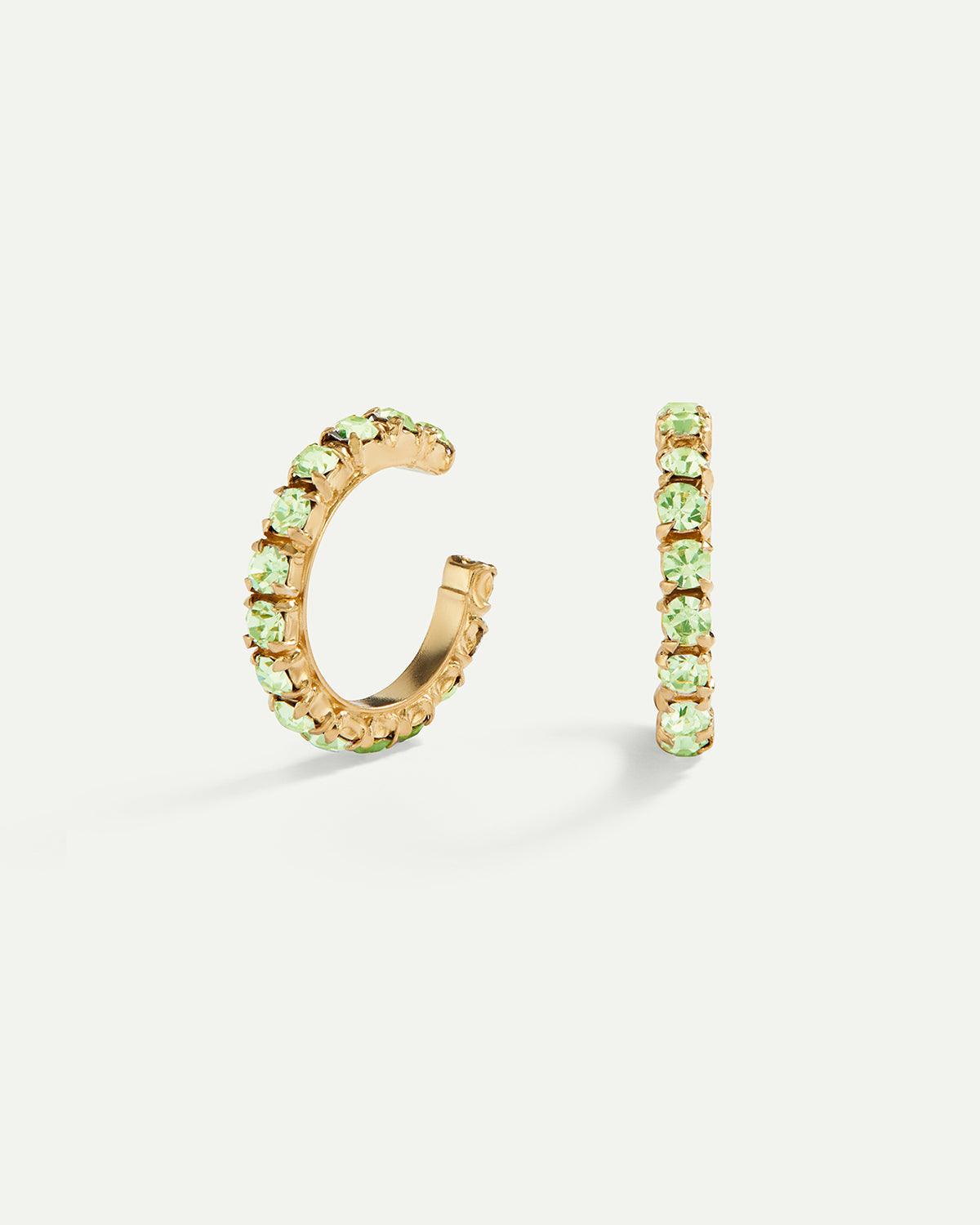ARLA MINI GREEN LIGHT GOLD EARRINGS