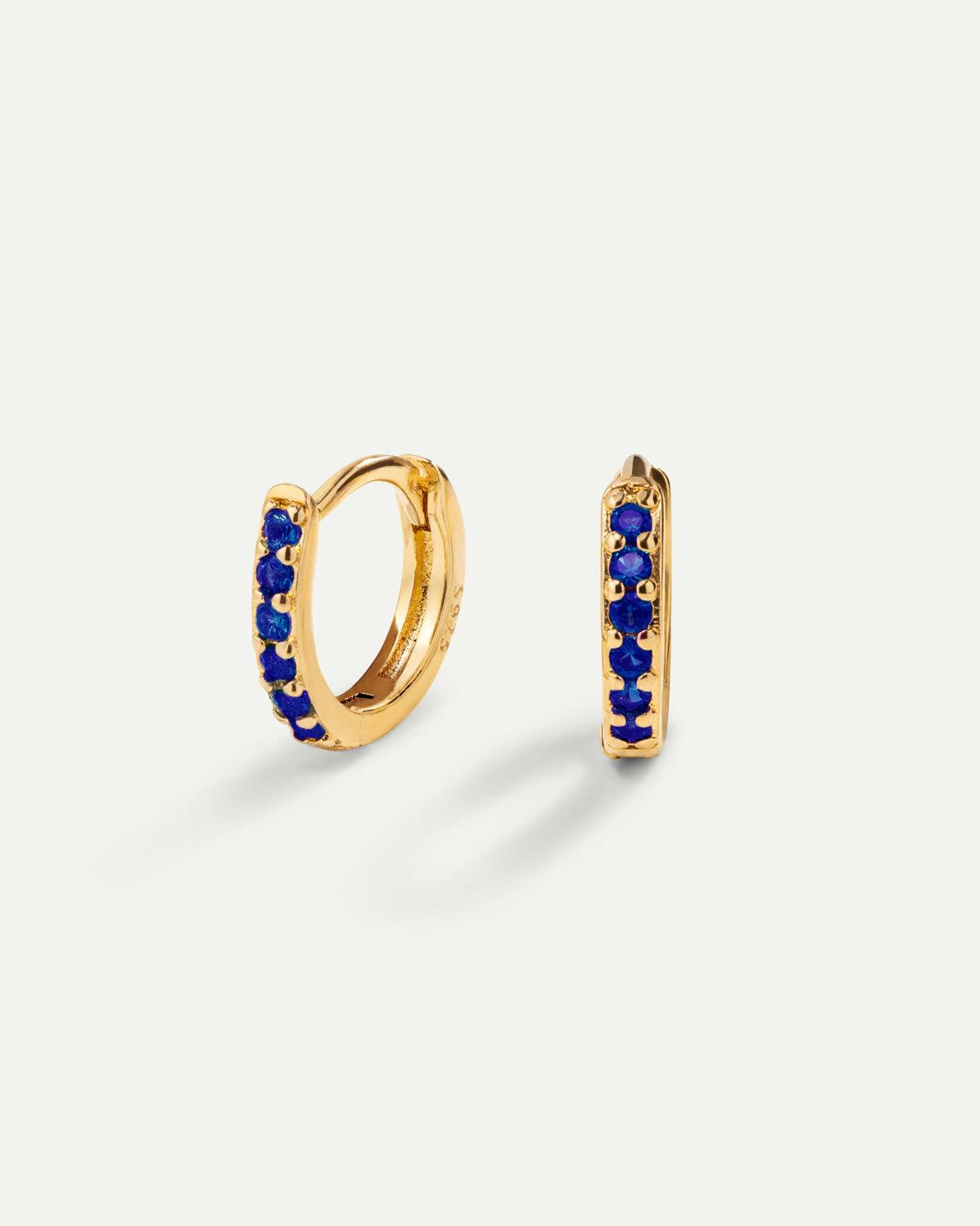 HOOPS EARRINGS BRIGHT BLUE GOLD