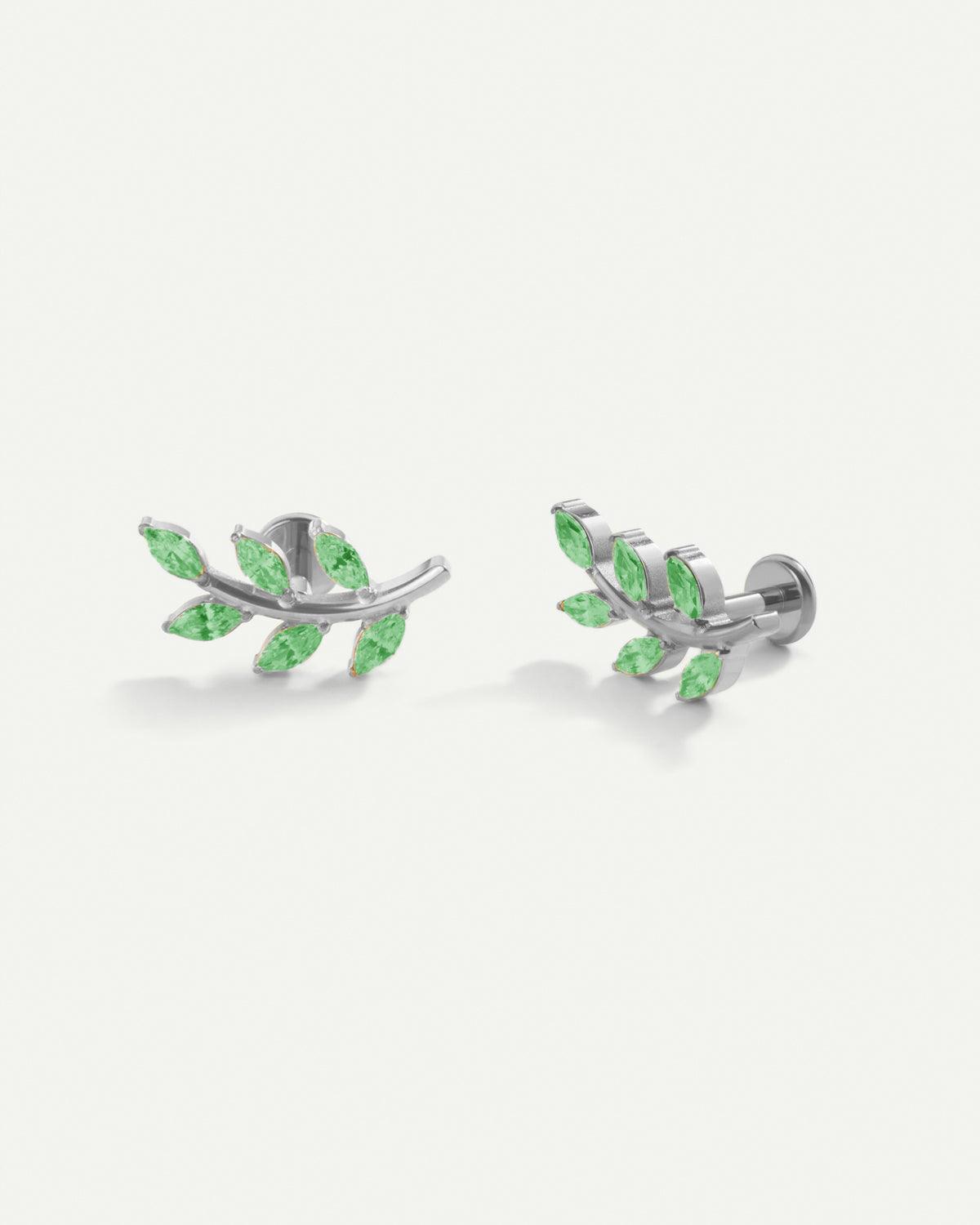 PIERCING LEAVES BRIGHT GREEN SILVER