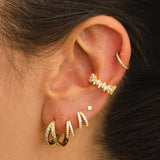 BOUCLES D'OREILLES DOUBLE OR BRILLANT