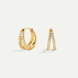 BOUCLES D'OREILLES DOUBLE OR BRILLANT