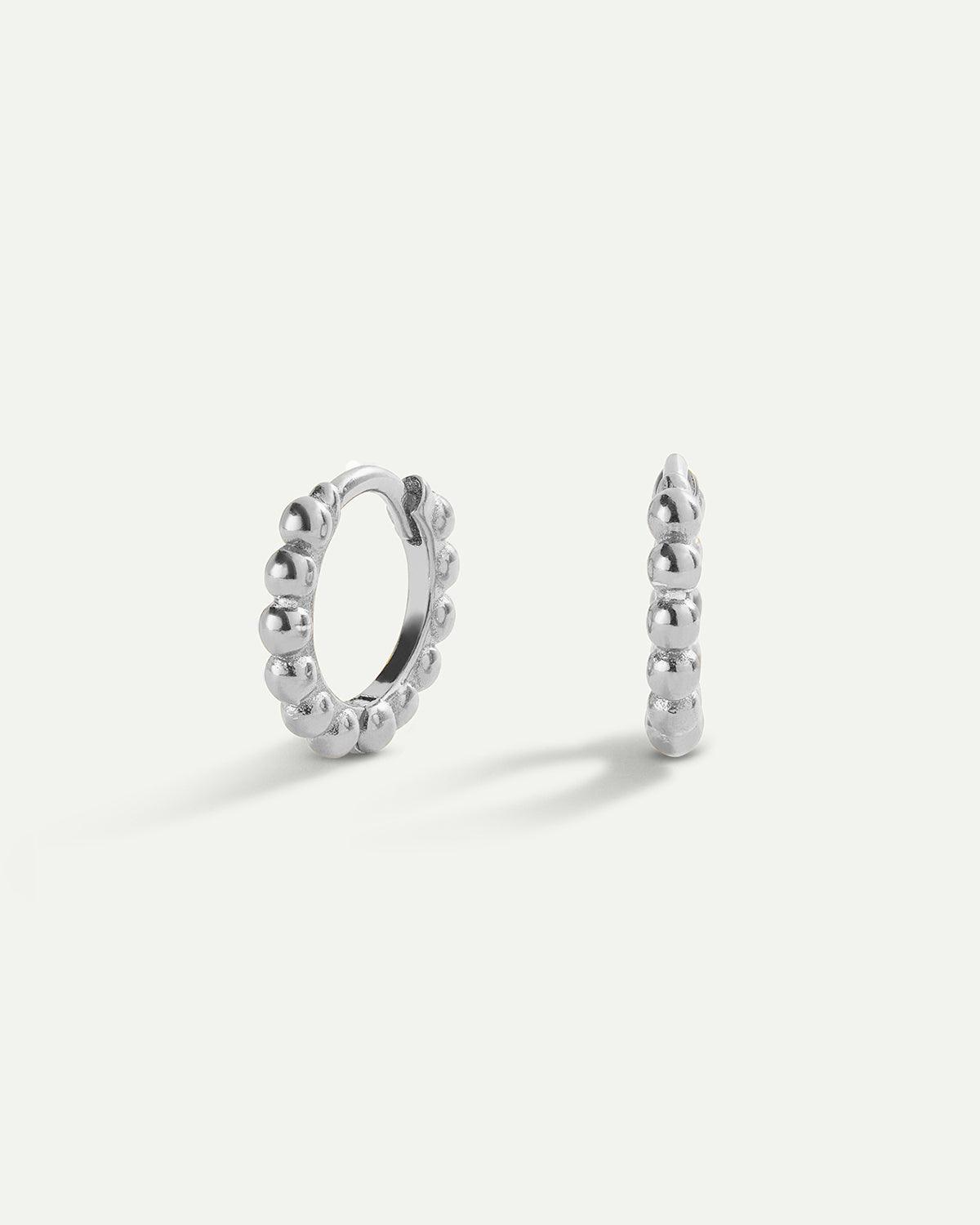 BAGUES BOULES MINI BOUCLES D'OREILLES ARGENT