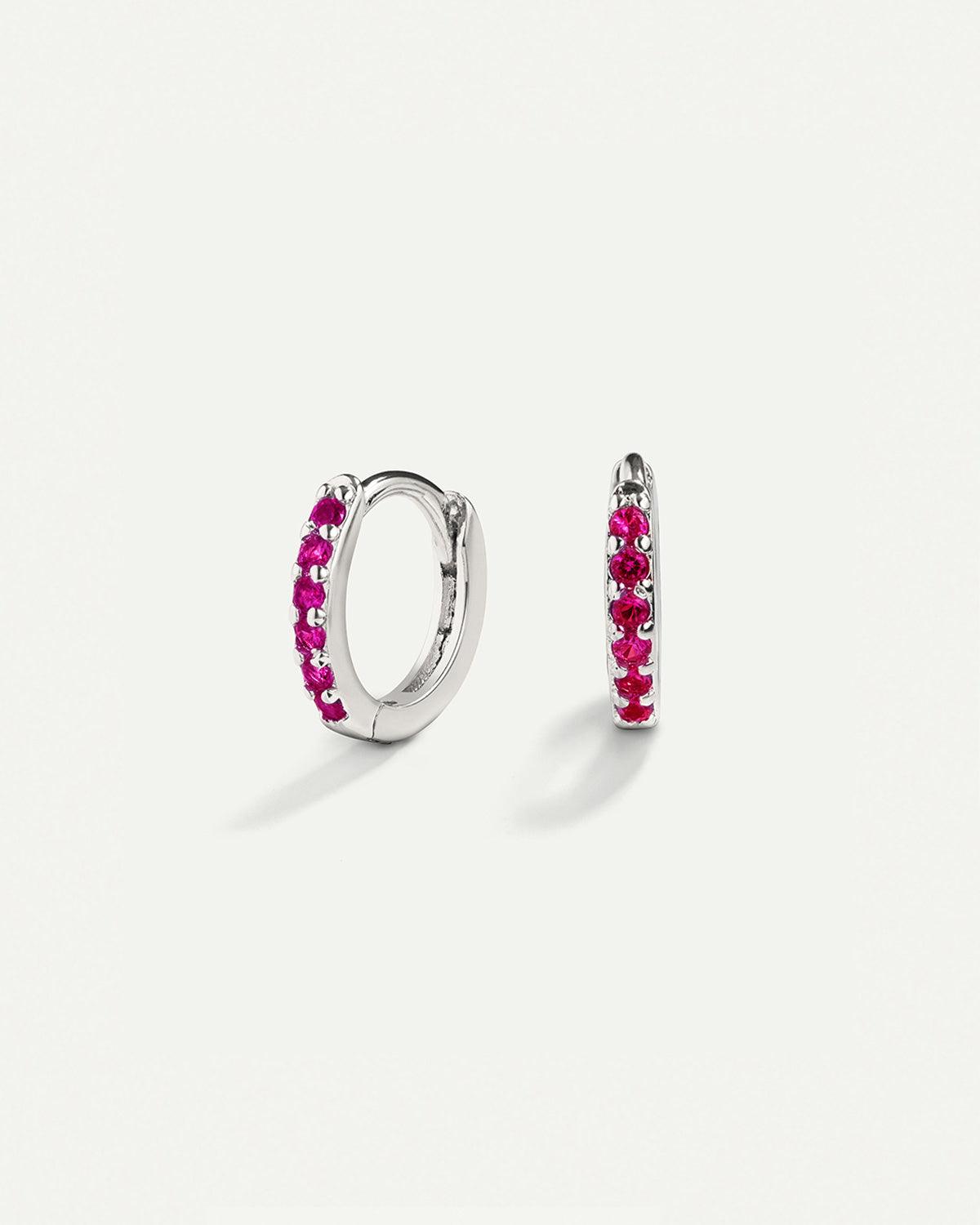 BOUCLE D'OREILLE ROSE VIF ARGENT